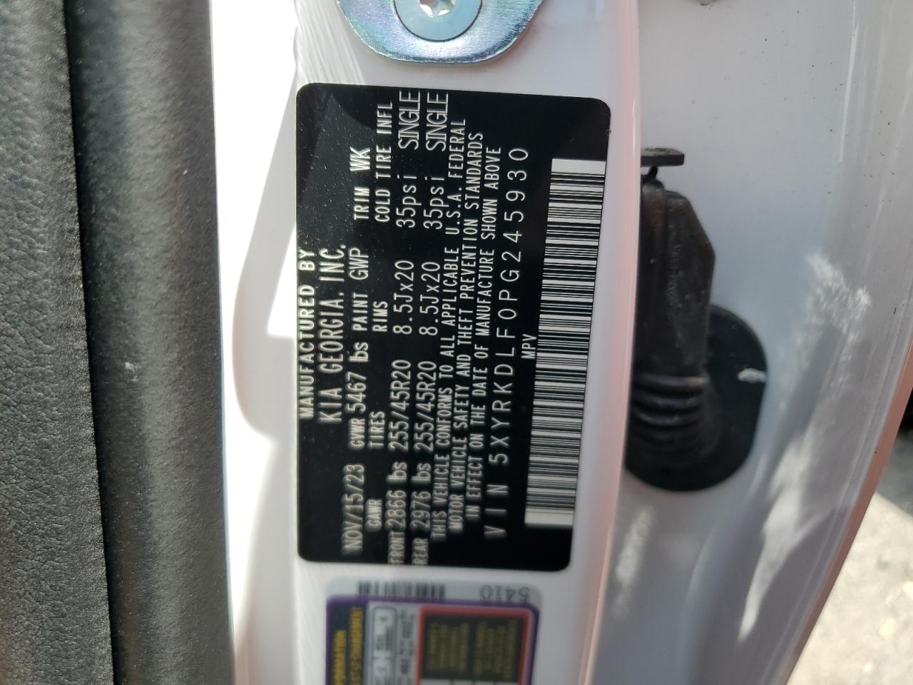 2023 KIA SORENTO SX VIN:5XYRKDLF0PG245930
