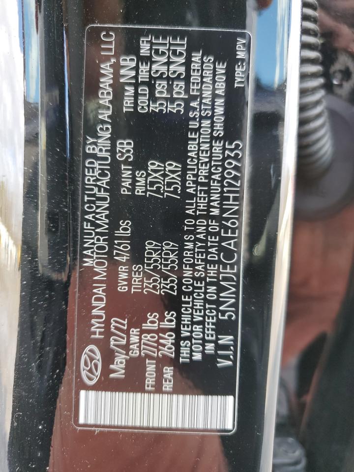 2022 HYUNDAI TUCSON LIMITED VIN:5NMJECAE6NH129935