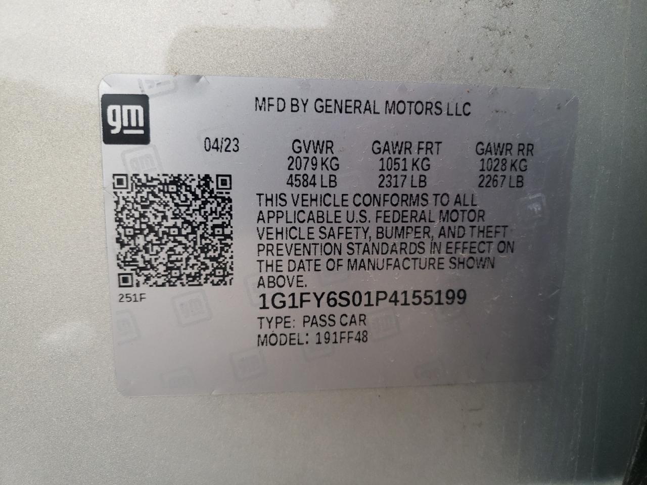 2023 CHEVROLET BOLT EUV LT VIN:1G1FY6S01P4155199
