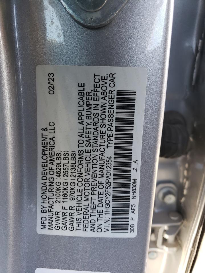 2023 HONDA ACCORD HYBRID SPORT VIN:1HGCY2F52PA012354