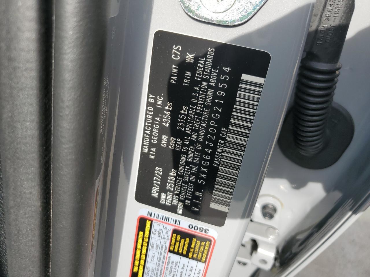 2023 KIA K5 GT LINE VIN:5XXG64J20PG219554