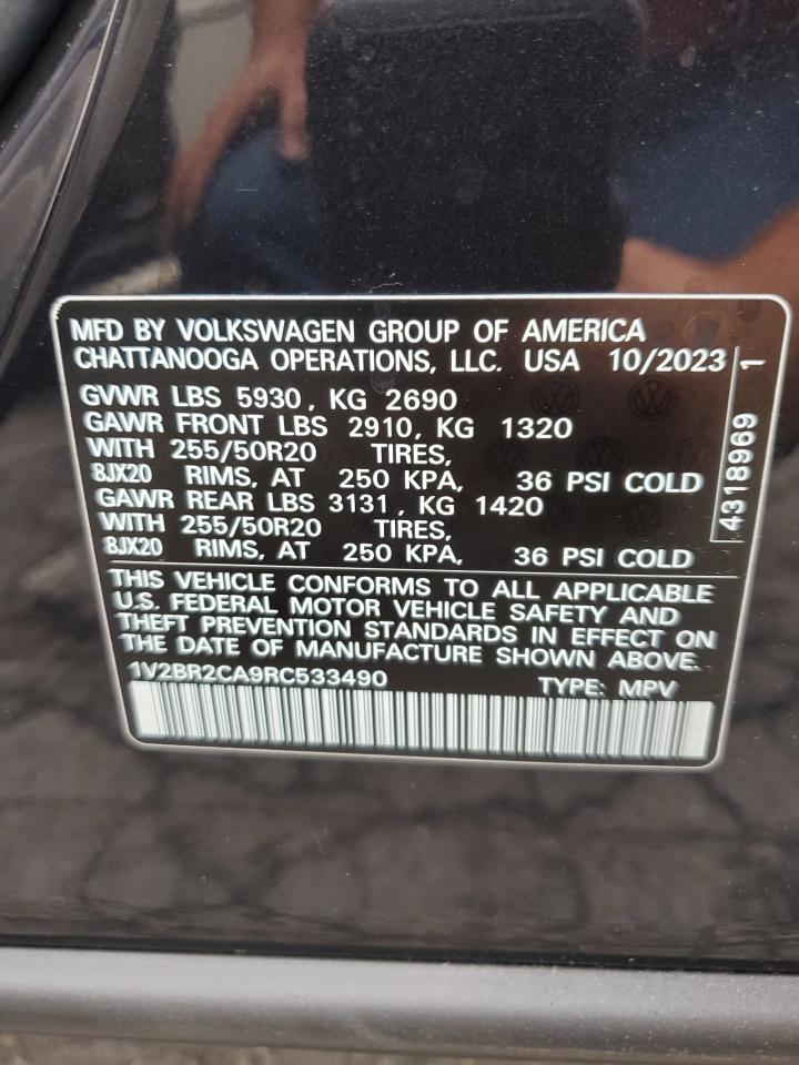 2024 VOLKSWAGEN ATLAS SEL VIN:1V2BR2CA9RC533490