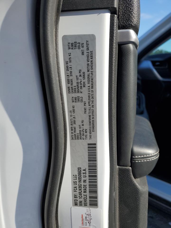 2022 JEEP GRAND CHEROKEE L LIMITED VIN:1C4RJKBG1N8506620