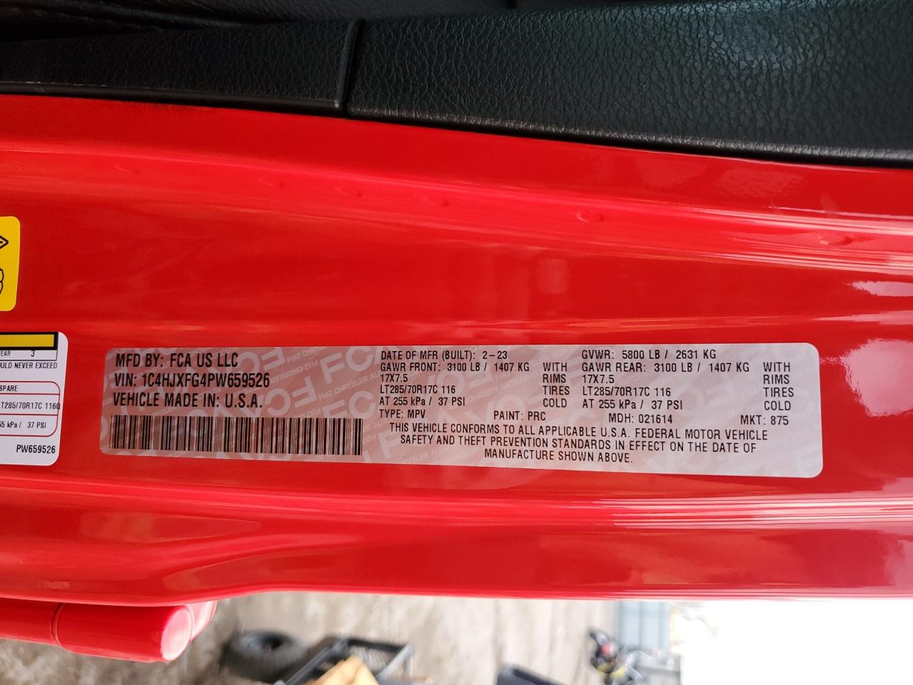 2023 JEEP WRANGLER RUBICON VIN:1C4HJXFG4PW659526