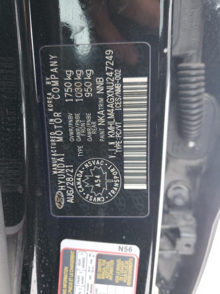 2022 HYUNDAI ELANTRA SEL VIN:KMHLM4AGXNU247249