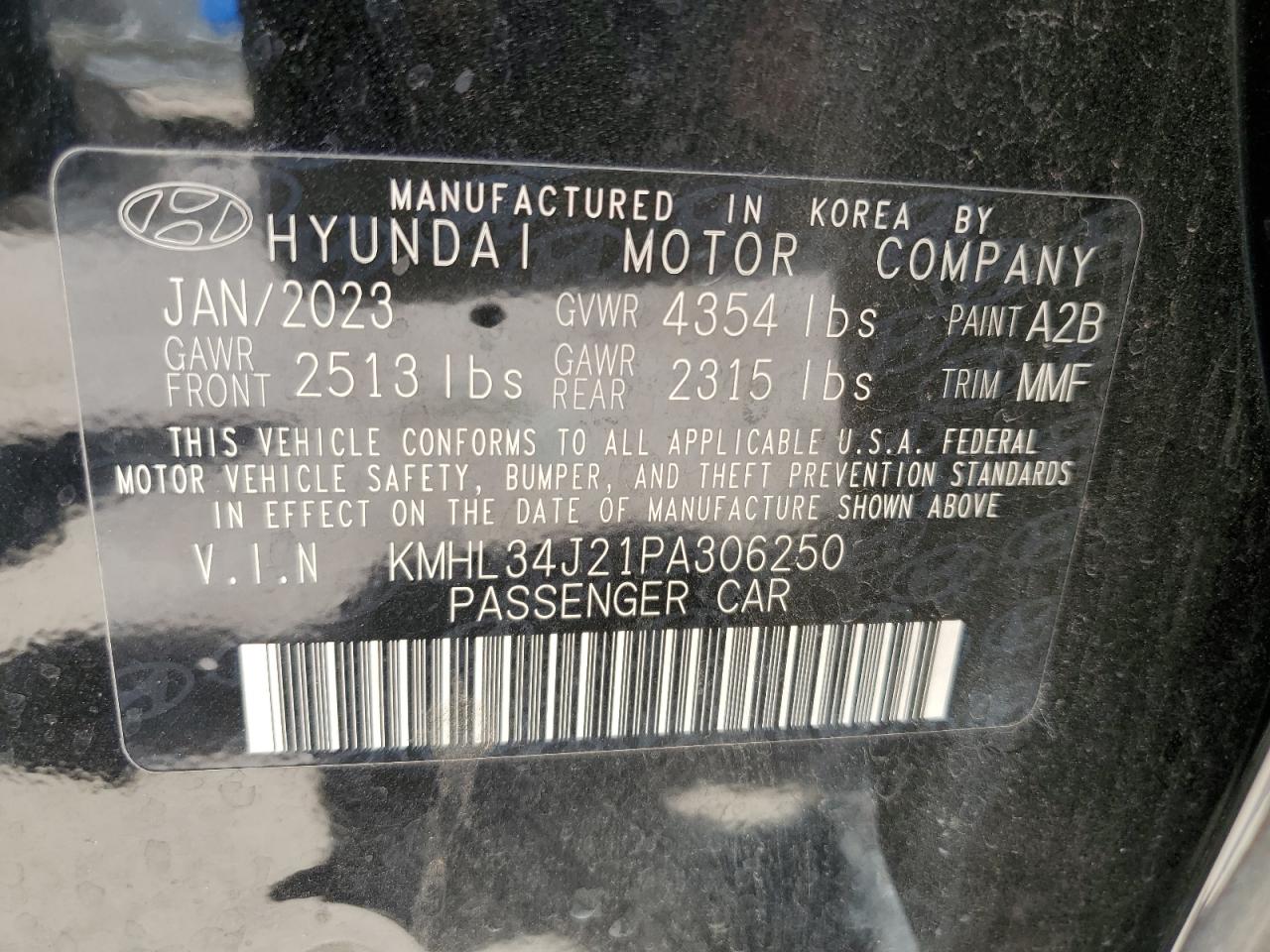 2023 HYUNDAI SONATA LIMITED VIN:KMHL34J21PA306250