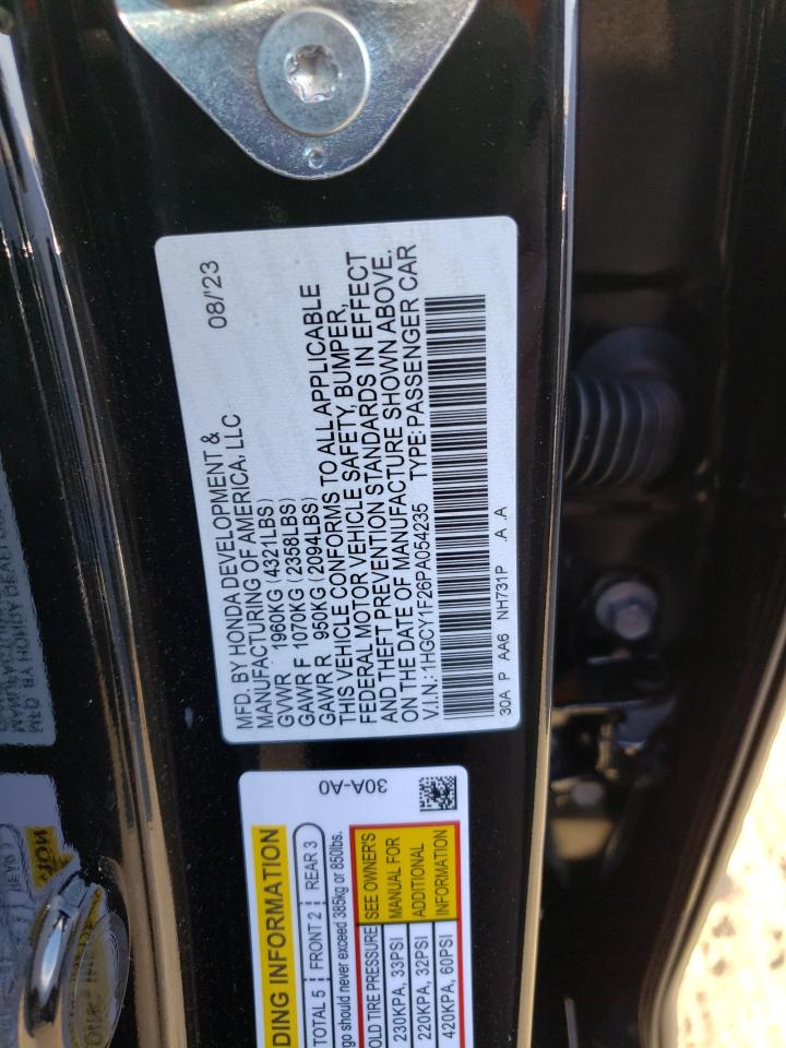 2023 HONDA ACCORD LX VIN:1HGCY1F26PA054235