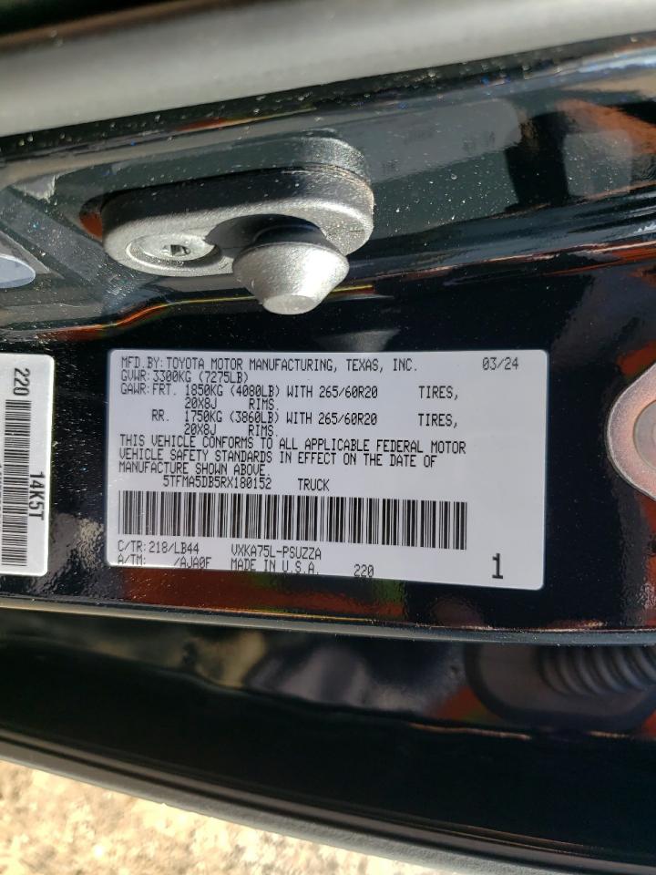 2024 TOYOTA TUNDRA CREWMAX PLATINUM VIN:5TFMA5DB5RX180152
