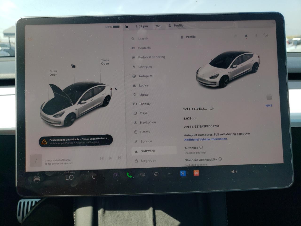 2023 TESLA MODEL 3  VIN:5YJ3E1EA2PF507791