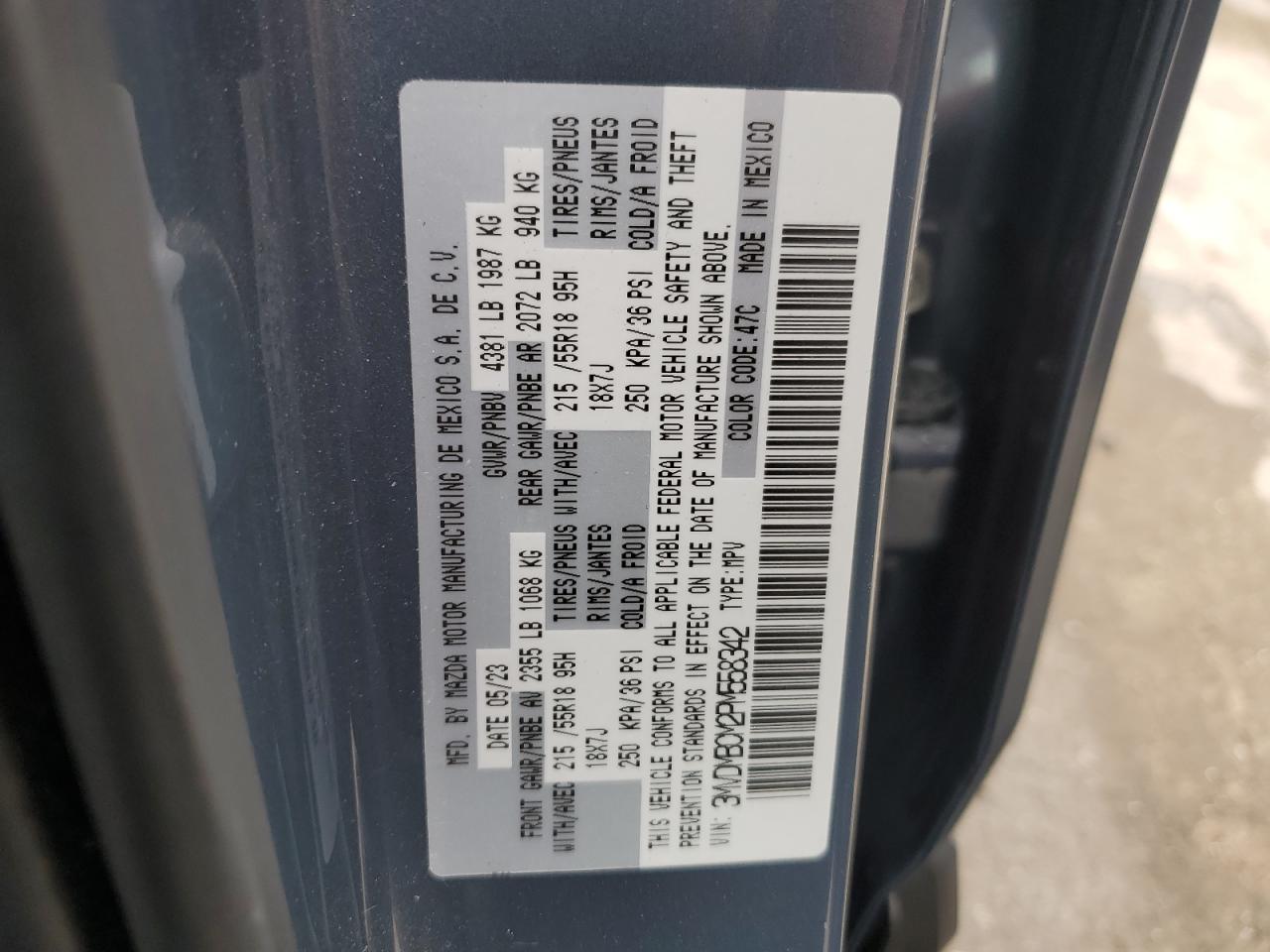 2023 MAZDA CX-30 PREFERRED VIN:3MVDMBCM2PM558342