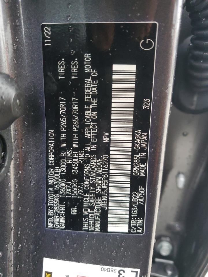 2023 TOYOTA 4RUNNER SE VIN:JTENU5JR5P6116270