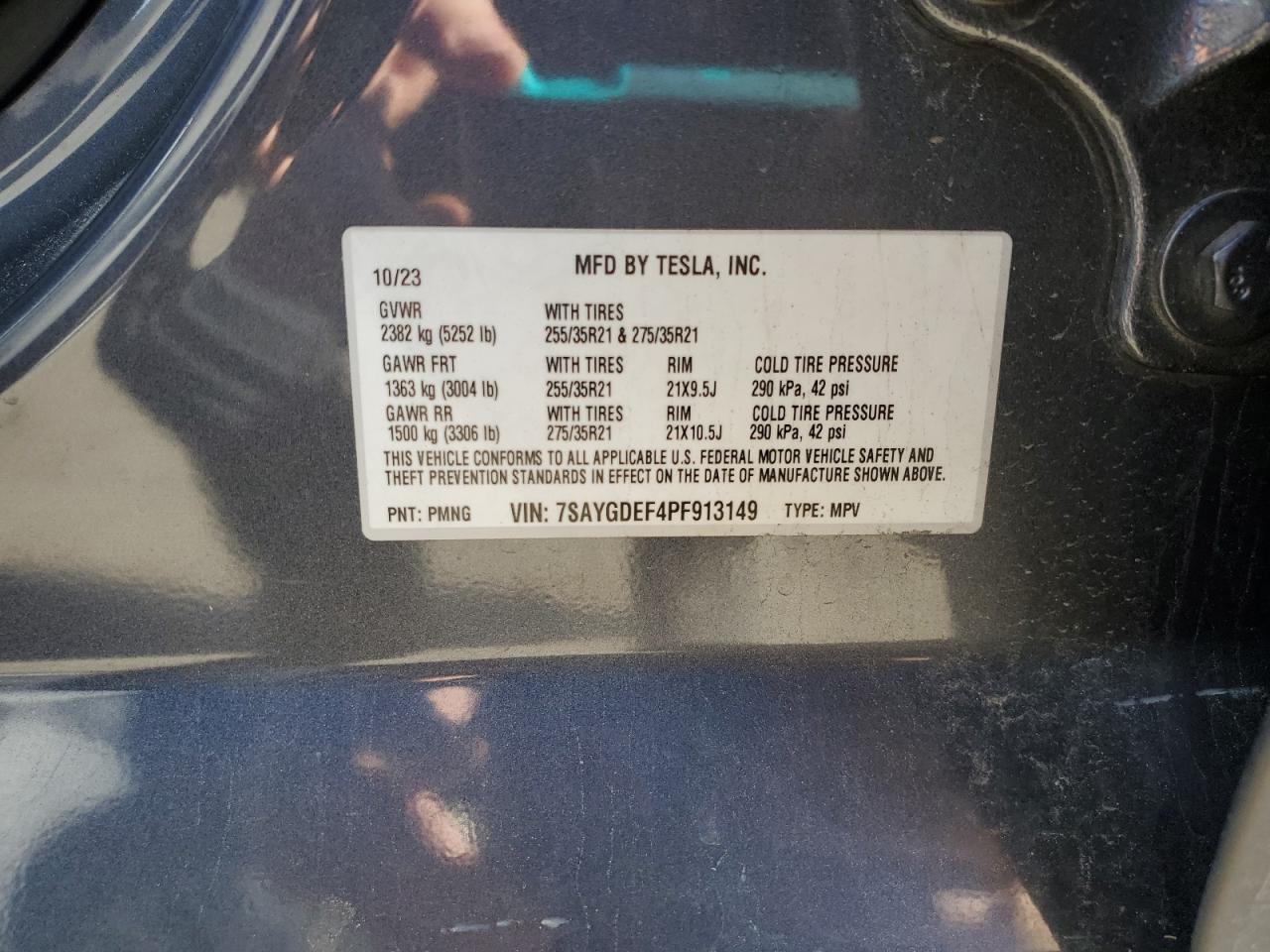 2023 TESLA MODEL Y  VIN:7SAYGDEF4PF913149