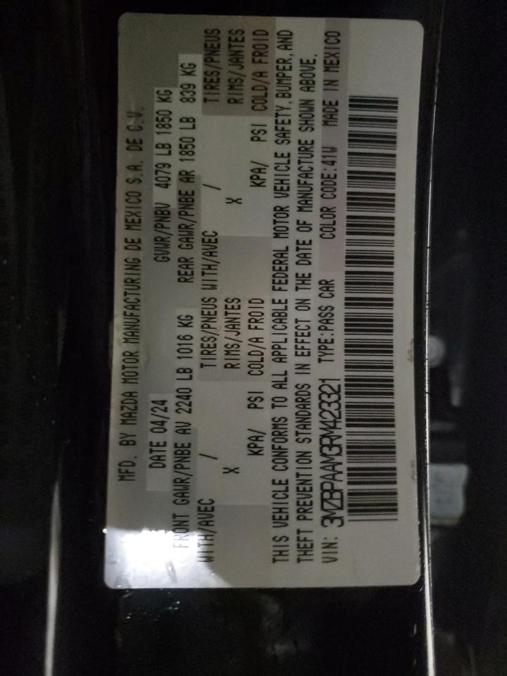 2024 MAZDA 3  VIN:3MZBPAAM3RM423321