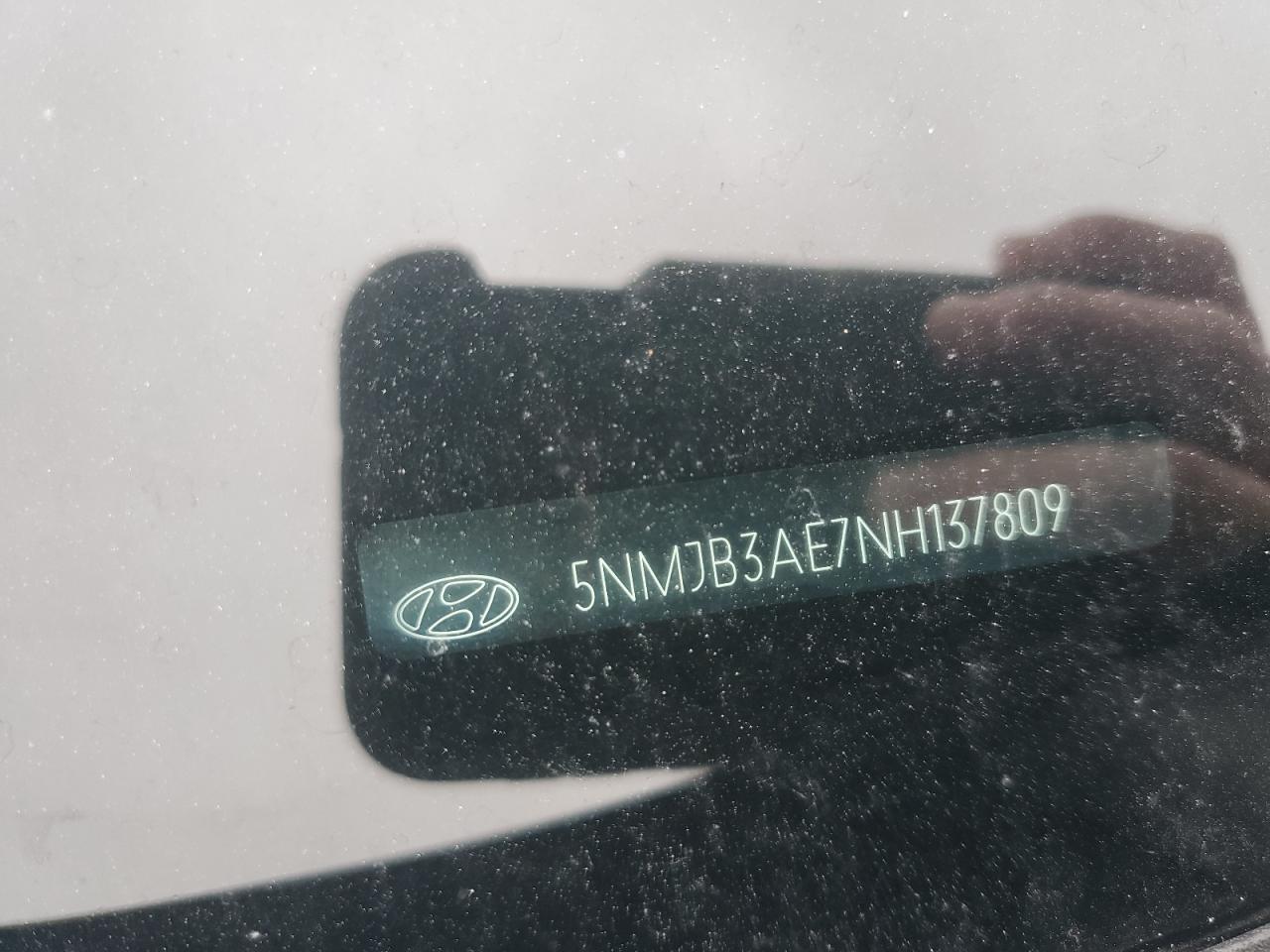 2022 HYUNDAI TUCSON SEL VIN:5NMJB3AE7NH137809