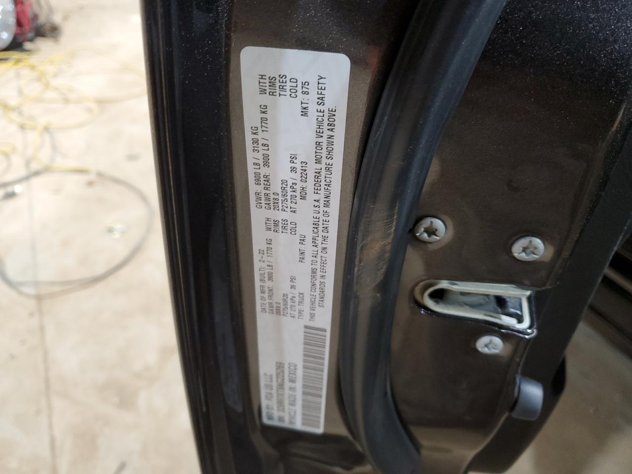 2022 RAM 1500 CLASSIC TRADESMAN VIN:3C6RR7KT6NG225269
