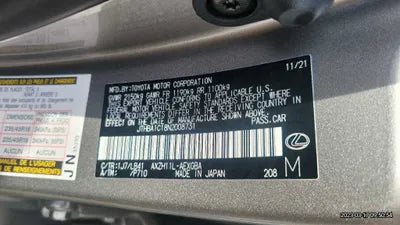 2022 Lexus ES 300 JTHBA1C18N2008731 VIN:JTHBA1C18N2008731