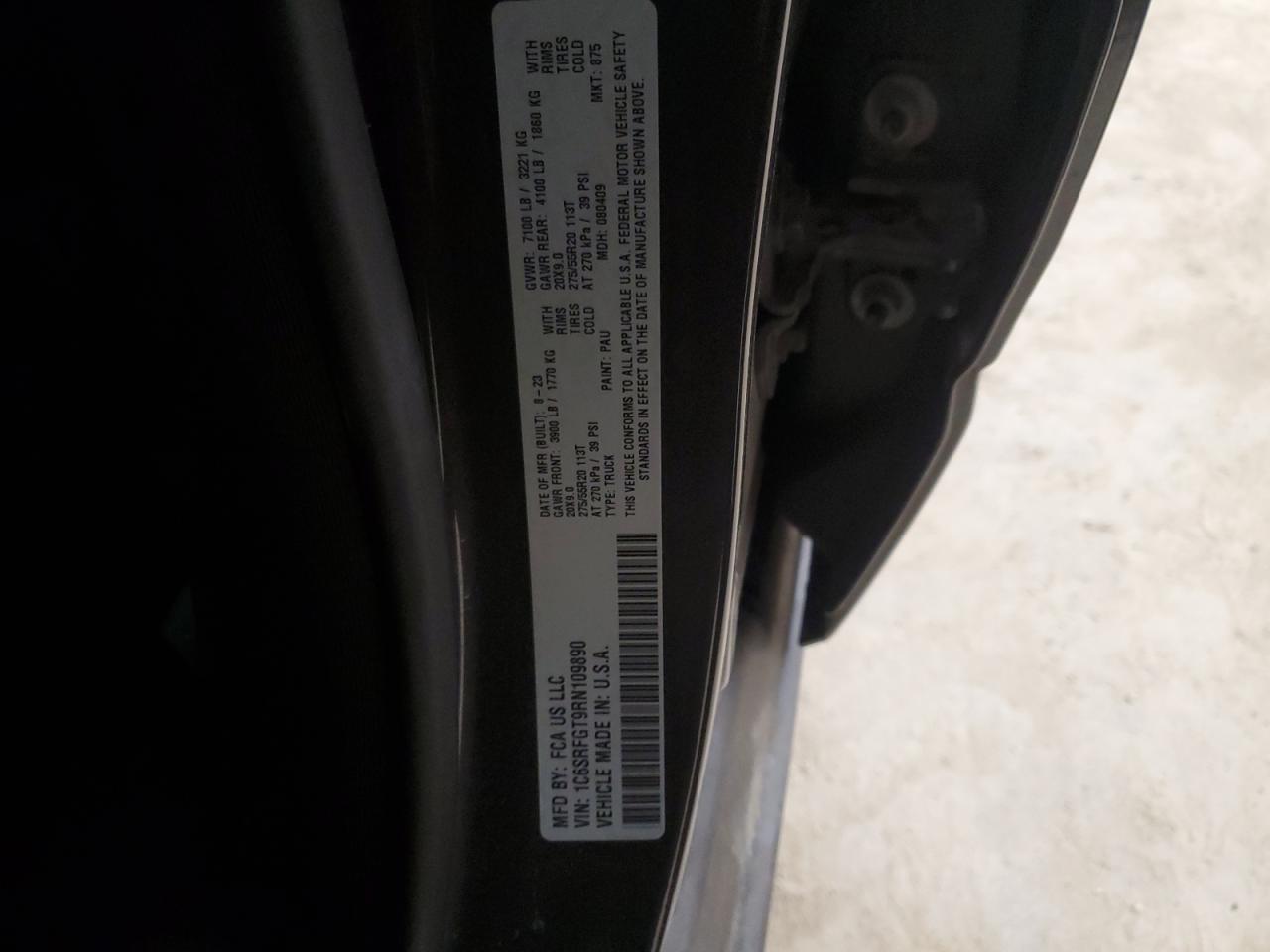 2024 RAM 1500 TRADESMAN VIN:1C6SRFGT9RN109890
