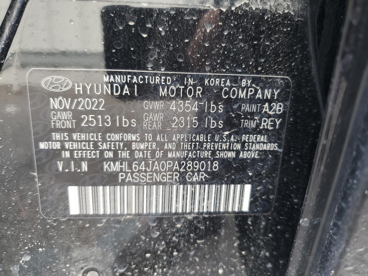 2023 HYUNDAI SONATA SEL VIN:KMHL64JA0PA289018