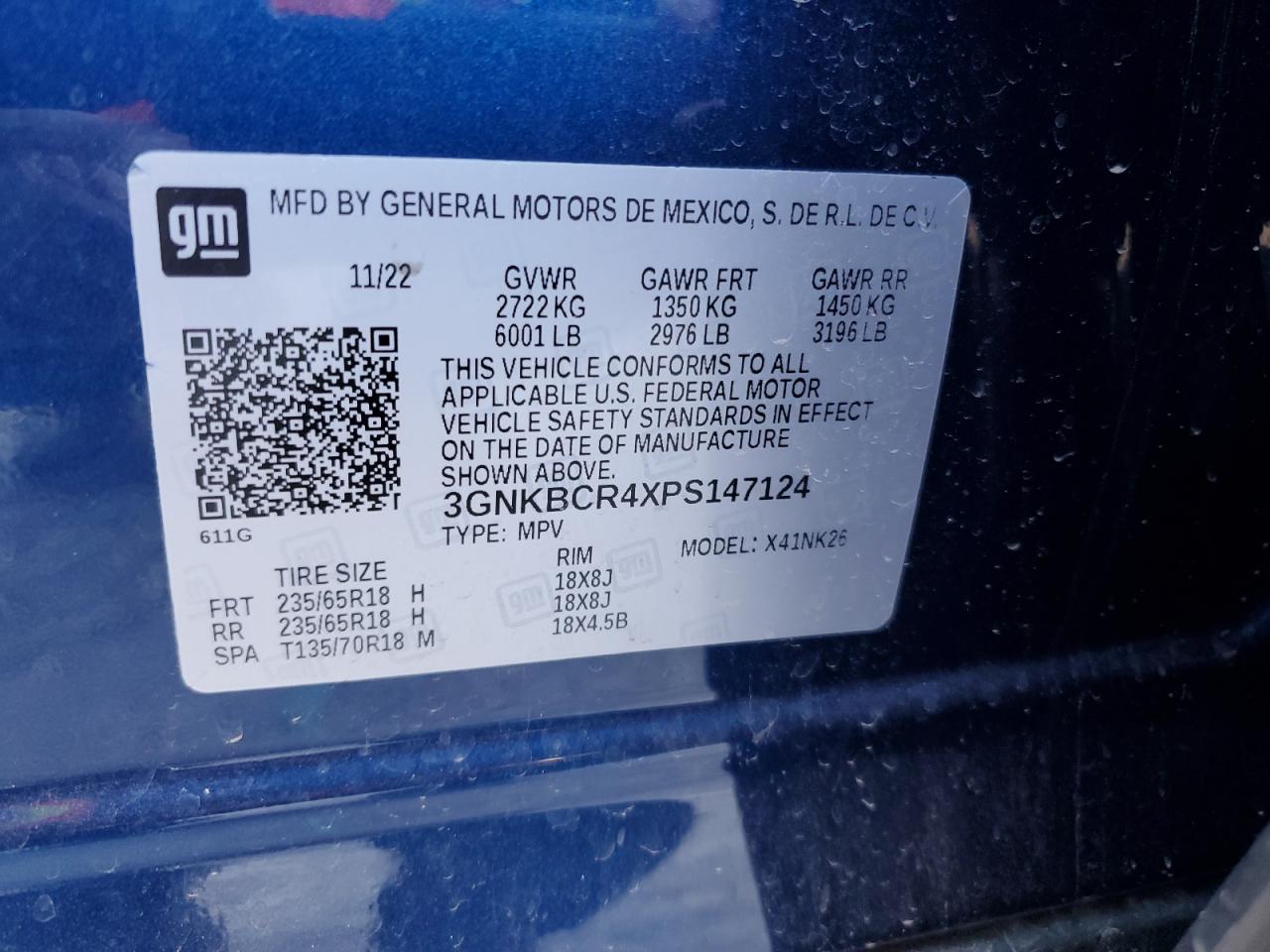 2023 CHEVROLET BLAZER 2LT VIN:3GNKBCR4XPS147124