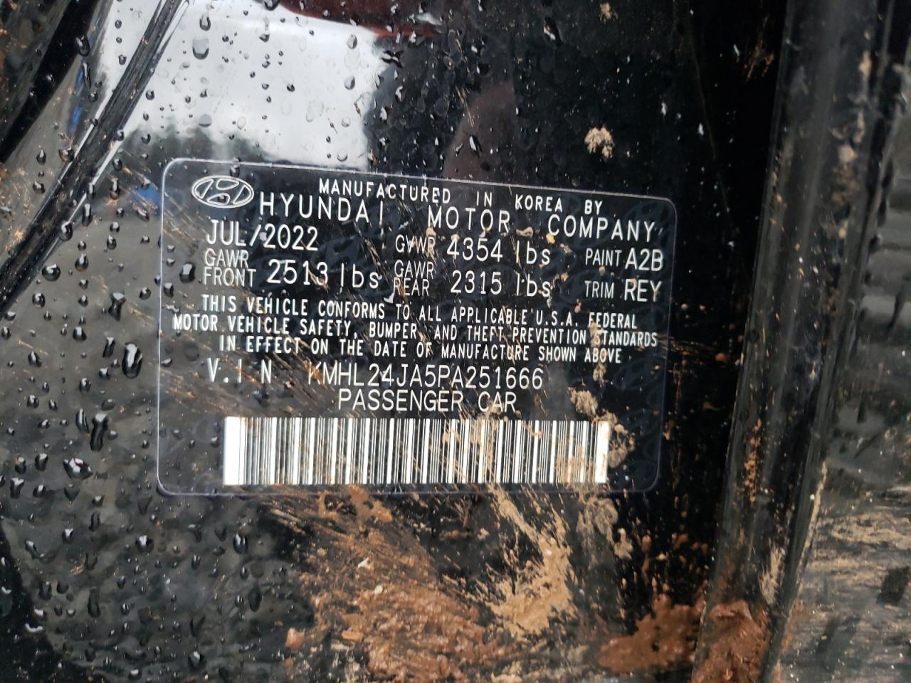2023 HYUNDAI SONATA SE VIN:KMHL24JA5PA251666