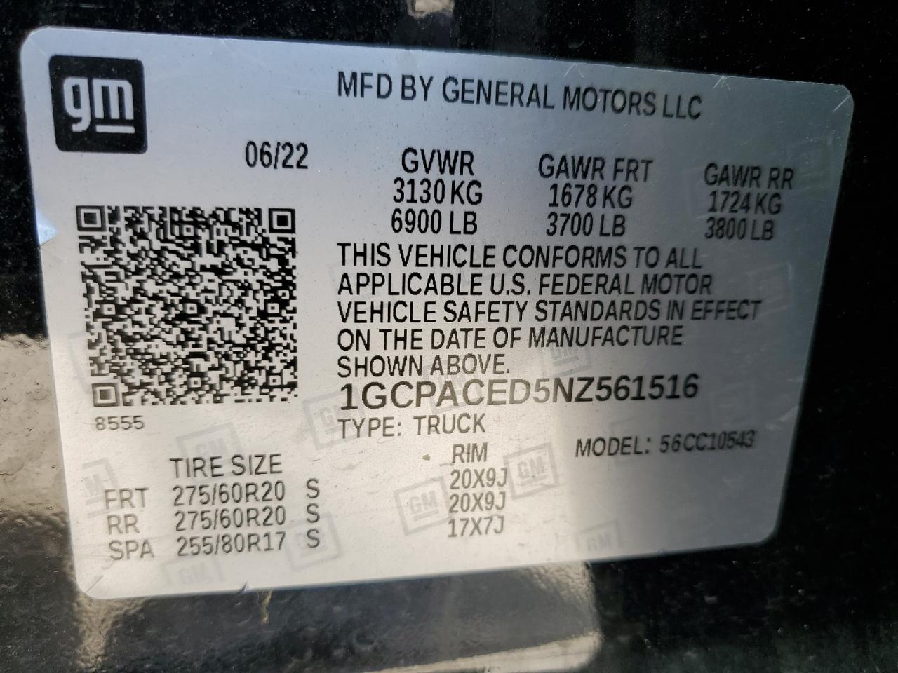 2022 CHEVROLET SILVERADO C1500 LT VIN:1GCPACED5NZ561516