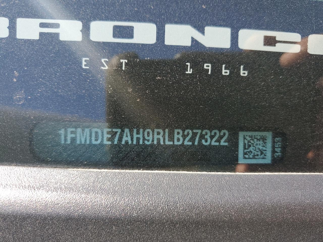 2024 FORD BRONCO BIG BEND VIN:1FMDE7AH9RLB27322