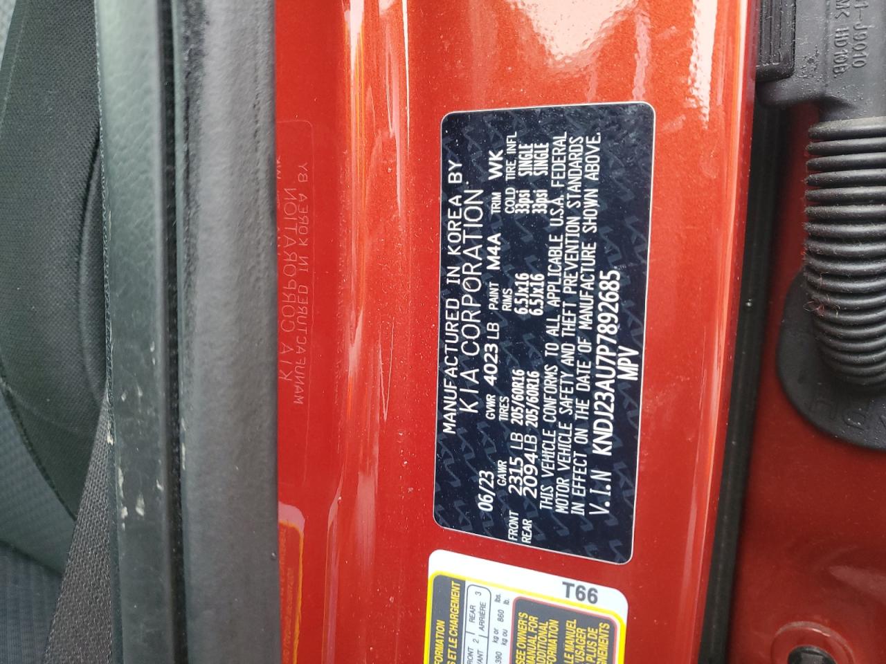 2023 KIA SOUL LX VIN:KNDJ23AU7P7892685