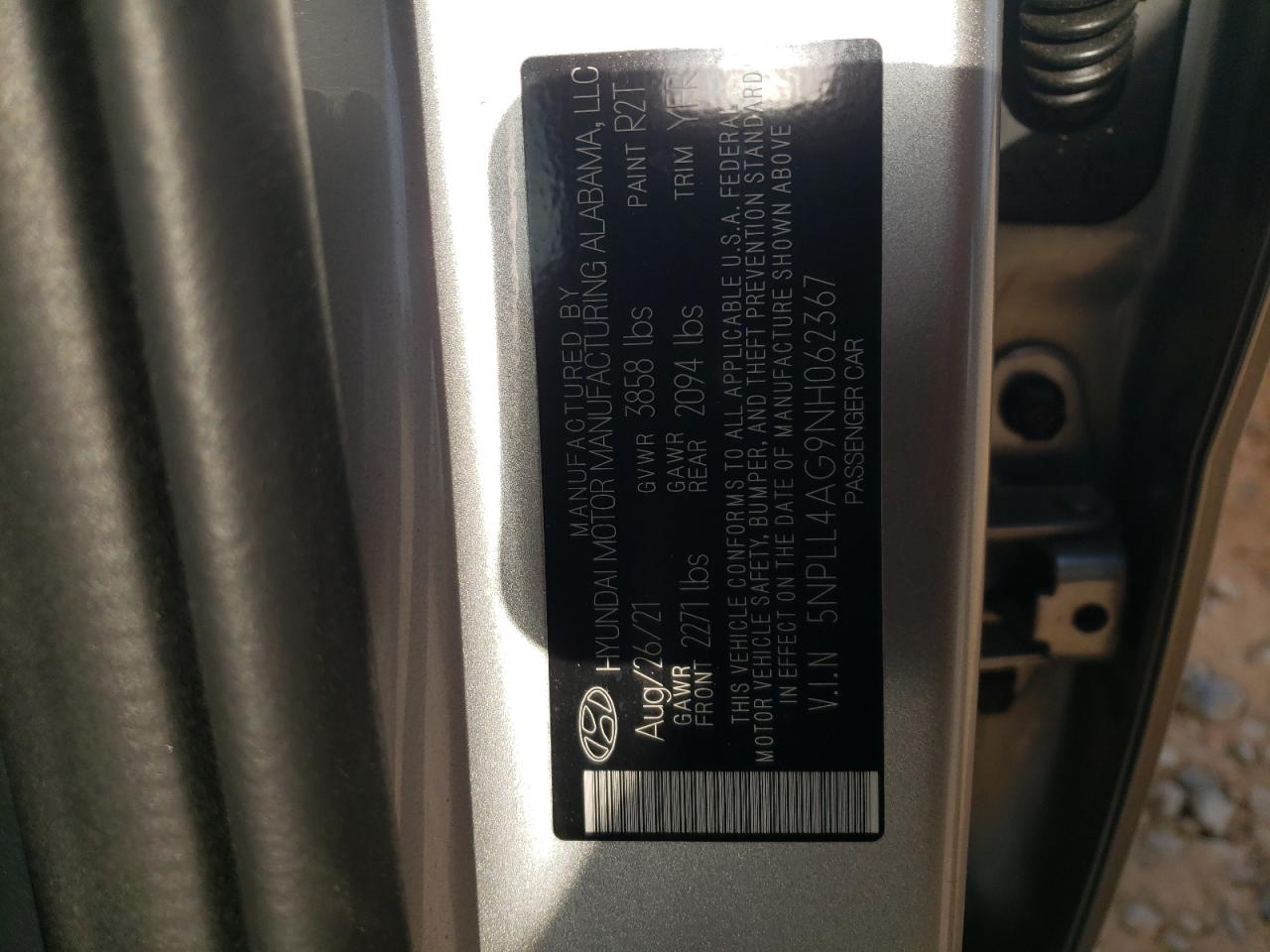 2022 HYUNDAI ELANTRA SE VIN:5NPLL4AG9NH062367