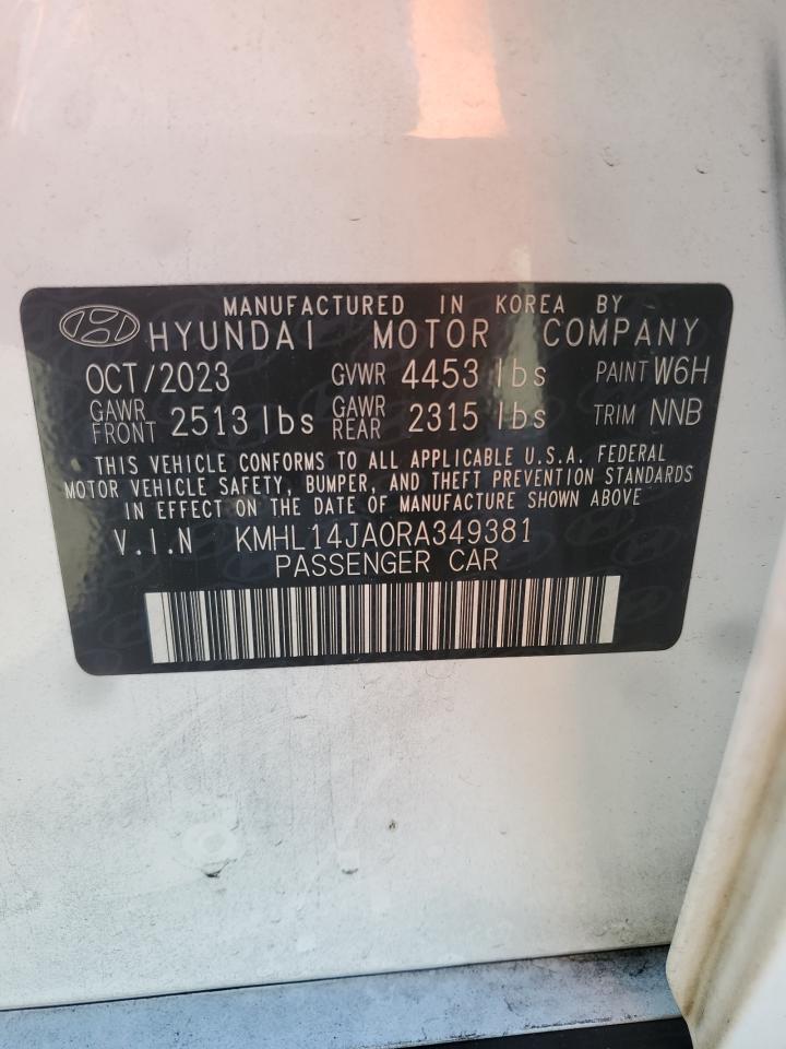 2024 HYUNDAI SONATA SEL VIN:KMHL14JA0RA349381