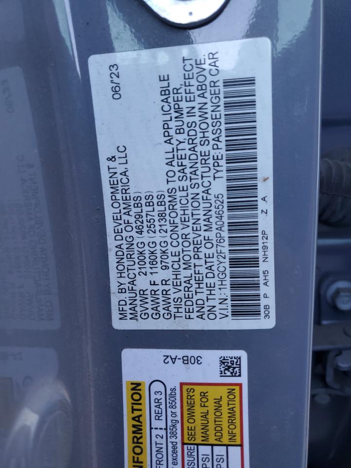 2023 HONDA ACCORD HYBRID SPORT-L VIN:1HGCY2F76PA046525