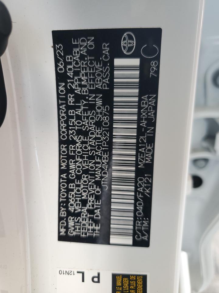 2023 TOYOTA COROLLA SE VIN:JTND4MBE1P3210875