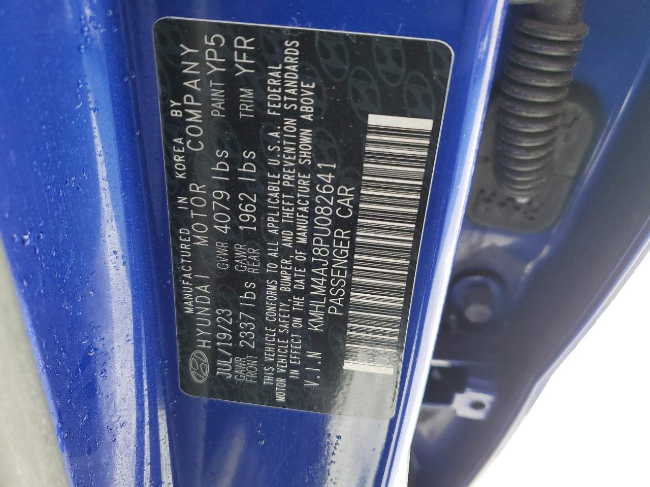 2023 HYUNDAI ELANTRA BLUE VIN:KMHLM4AJ8PU082641