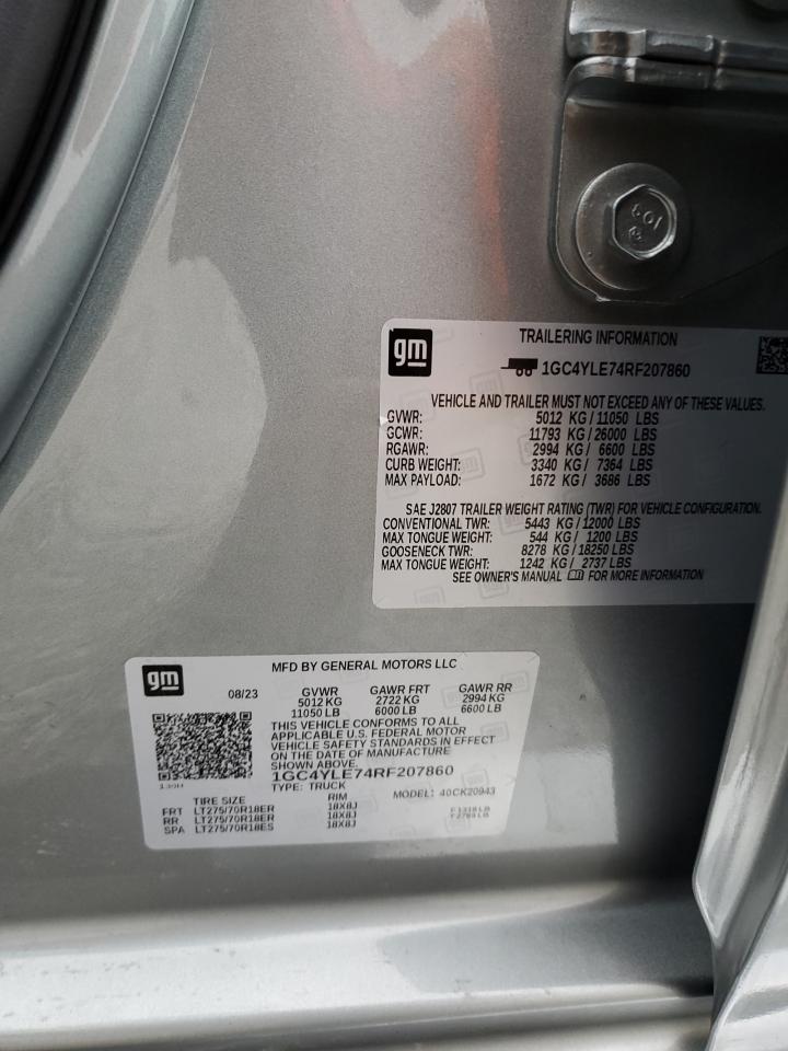 2024 CHEVROLET SILVERADO K2500 HEAVY DUTY VIN:1GC4YLE74RF207860