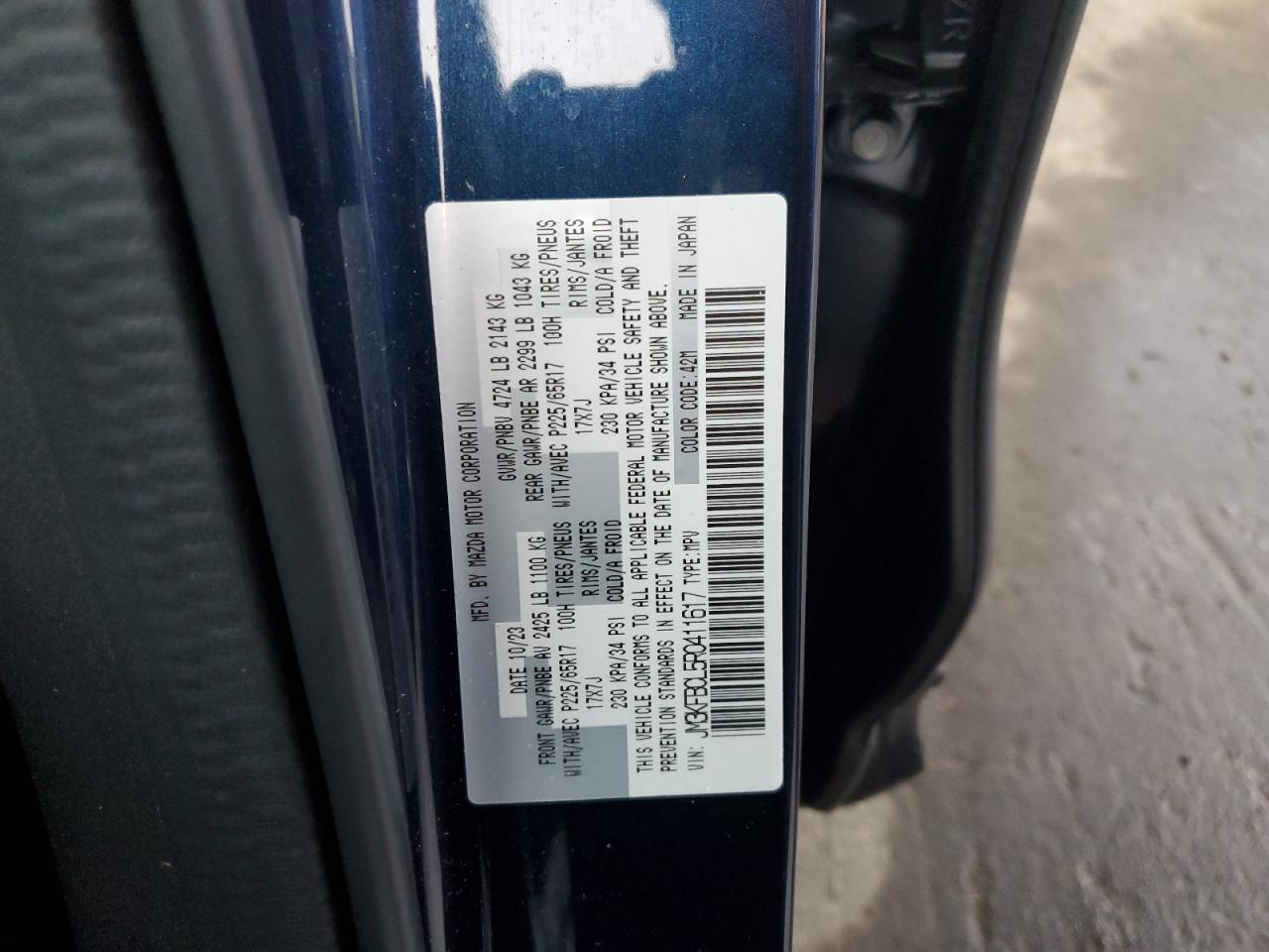 2024 MAZDA CX-5 PREFERRED VIN:JM3KFBCL5R0411617