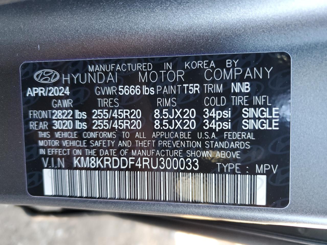 2024 HYUNDAI IONIQ 5 LIMITED VIN:KM8KRDDF4RU300033