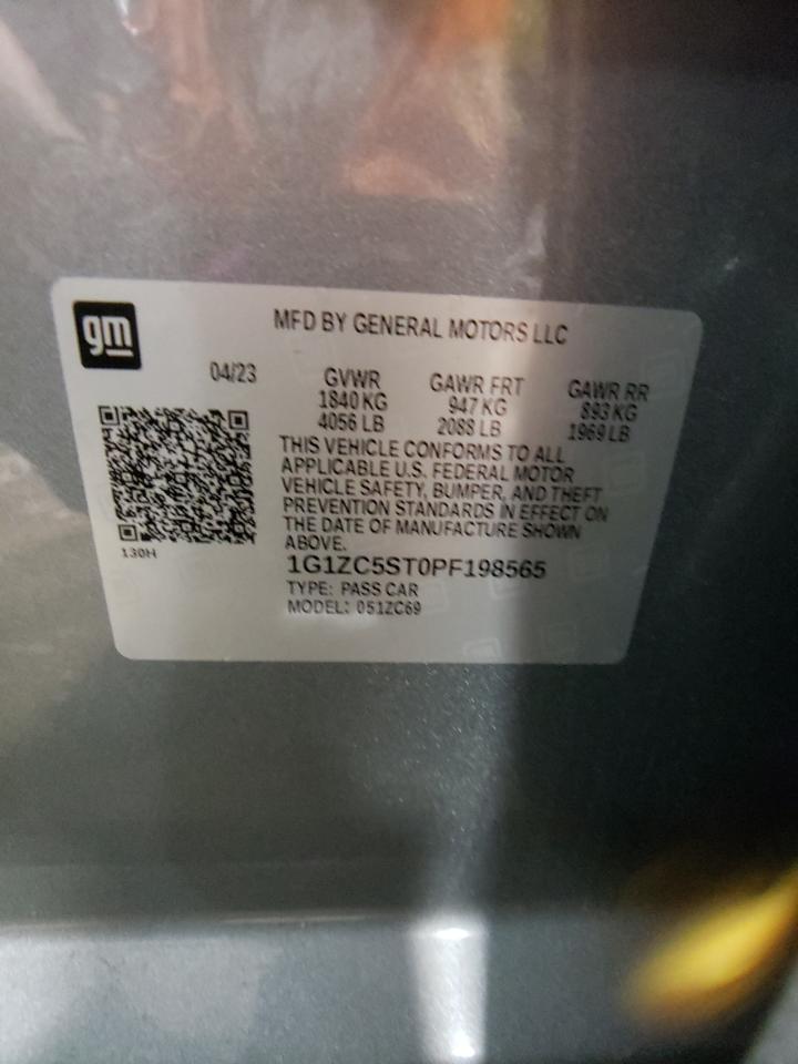 2023 CHEVROLET MALIBU LS VIN:1G1ZC5ST0PF198565