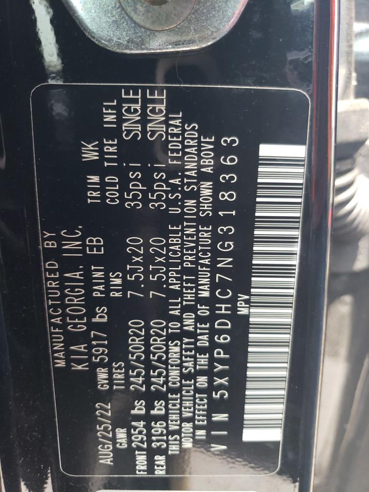 2022 KIA TELLURIDE S VIN:5XYP6DHC7NG318363