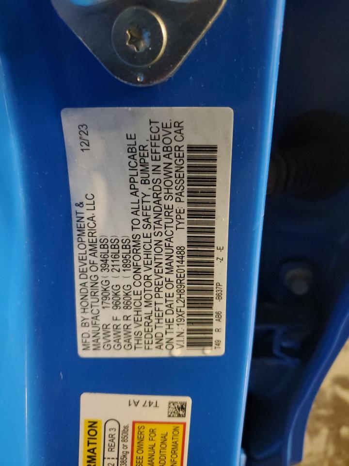 2024 HONDA CIVIC SPORT VIN:19XFL2H89RE014488