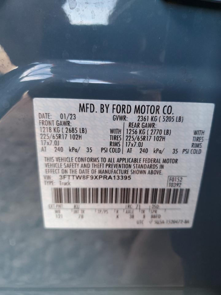 2023 FORD MAVERICK XL VIN:3FTTW8F9XPRA13395