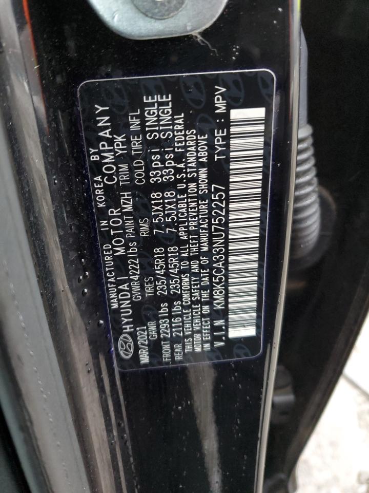 2022 HYUNDAI KONA LIMITED VIN:KM8K5CA33NU752257