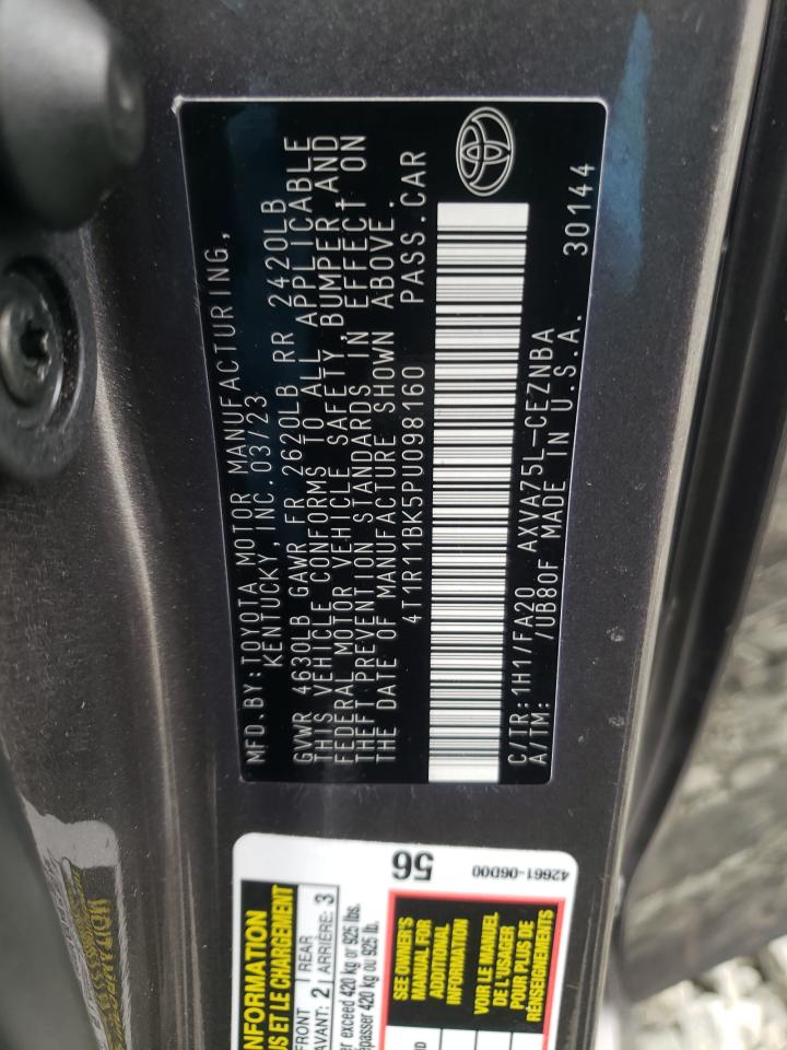 2023 TOYOTA CAMRY LE VIN:4T1R11BK5PU098160