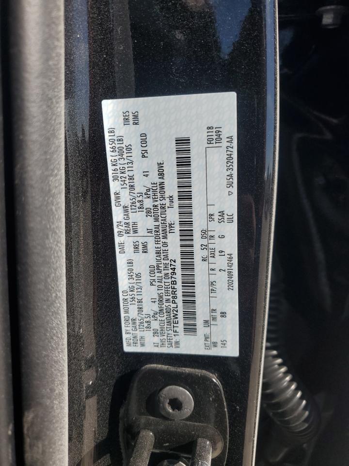 2024 FORD F150 STX VIN:1FTEW2LP8RFB79472