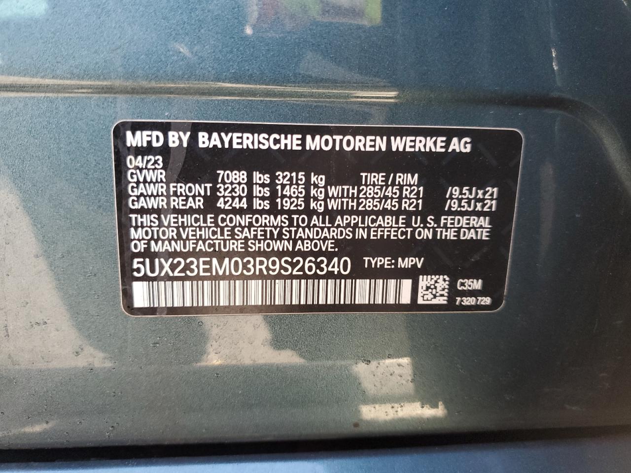 2024 BMW X7 XDRIVE40I VIN:5UX23EM03R9S26340