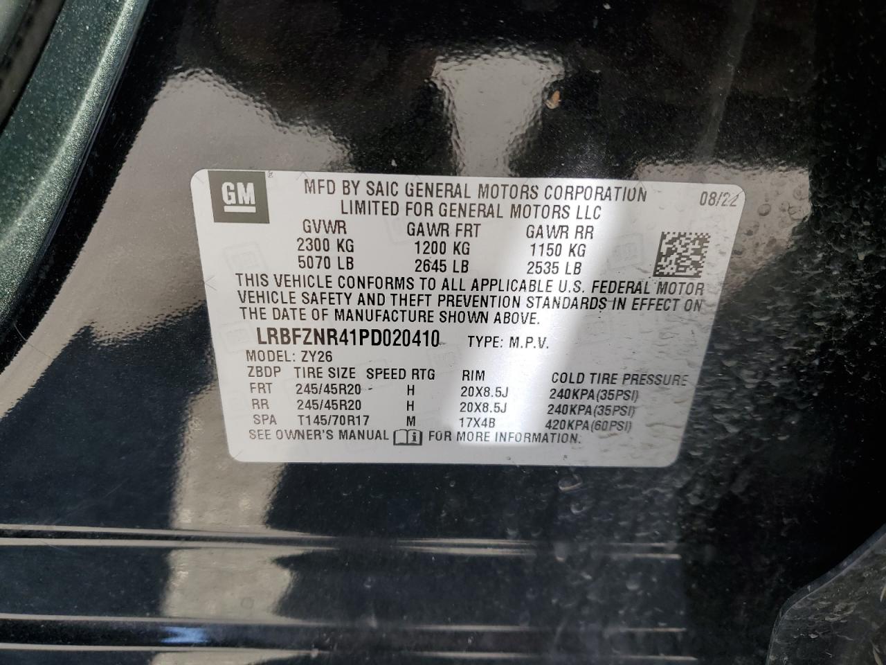 2023 BUICK ENVISION ESSENCE VIN:LRBFZNR41PD020410