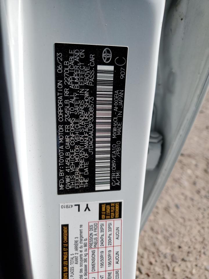 2023 TOYOTA PRIUS LE VIN:JTDACAAU3P3008573