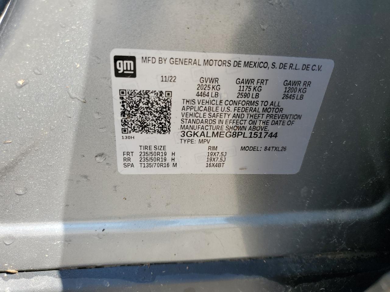 2023 GMC TERRAIN SLE VIN:3GKALMEG8PL151744