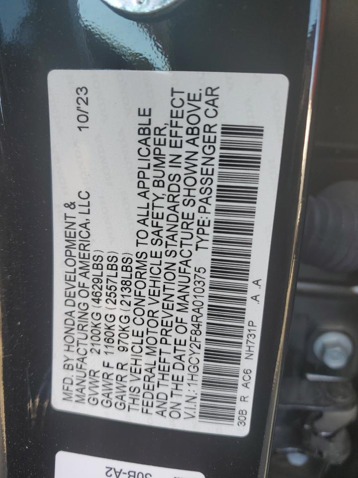 2024 HONDA ACCORD TOURING HYBRID VIN:1HGCY2F84RA010375
