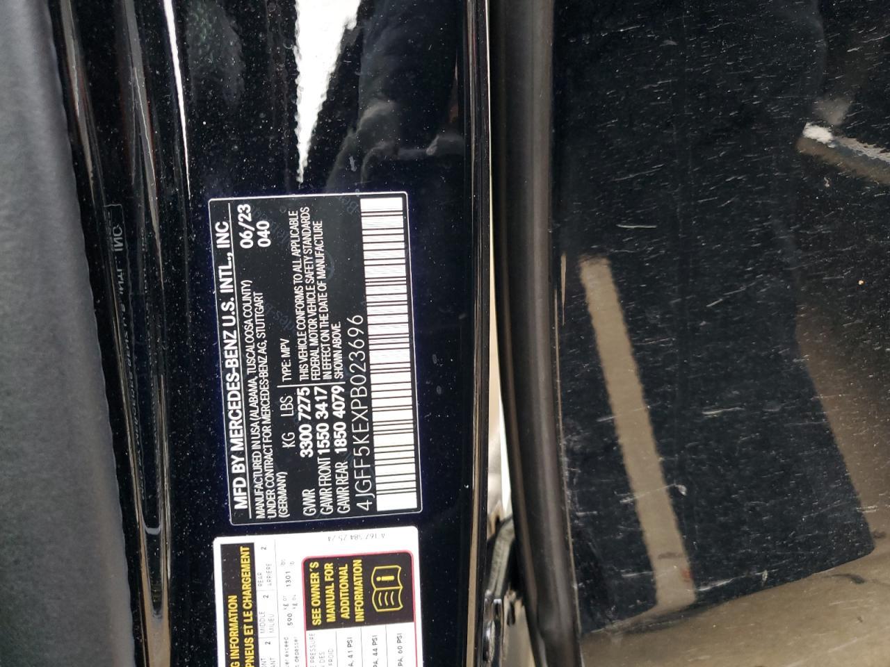 2023 MERCEDES-BENZ GLS 450 4MATIC VIN:4JGFF5KEXPB023696