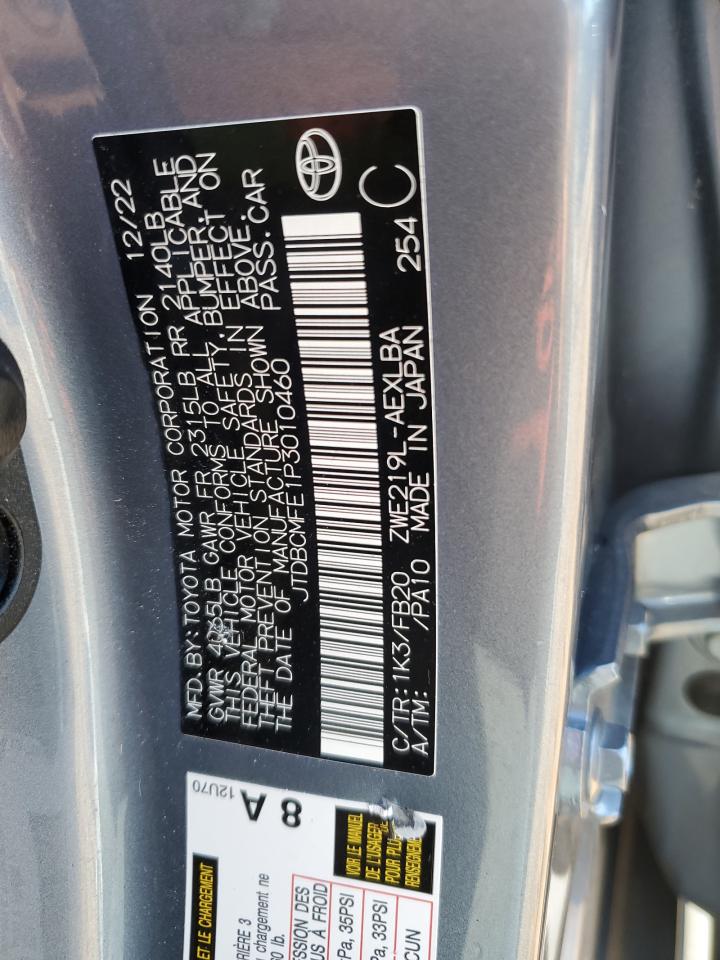 2023 TOYOTA COROLLA LE VIN:JTDBCMFE1P3010460