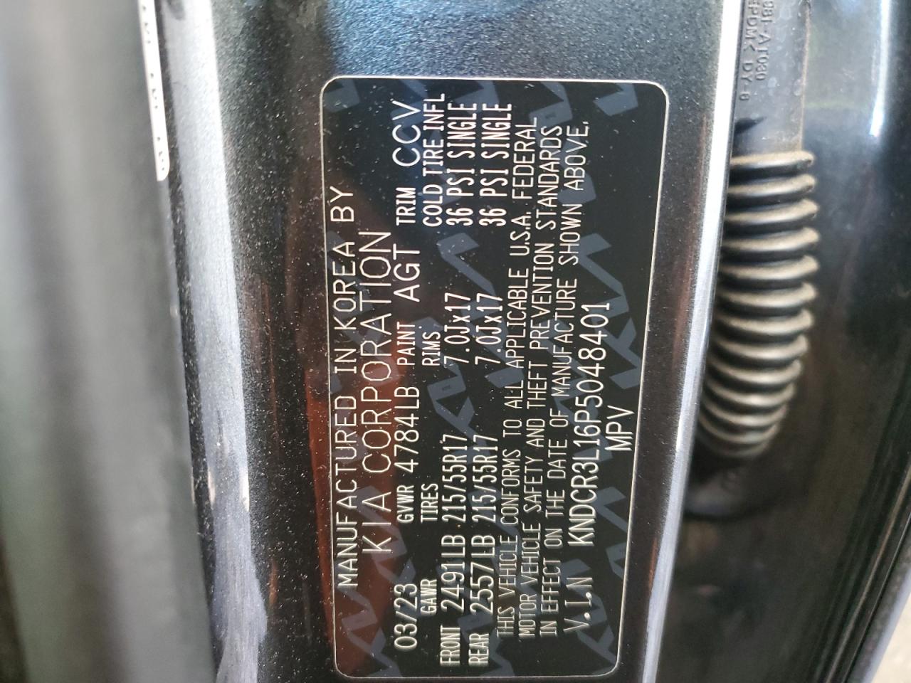 2023 KIA NIRO WIND VIN:KNDCR3L16P5048401